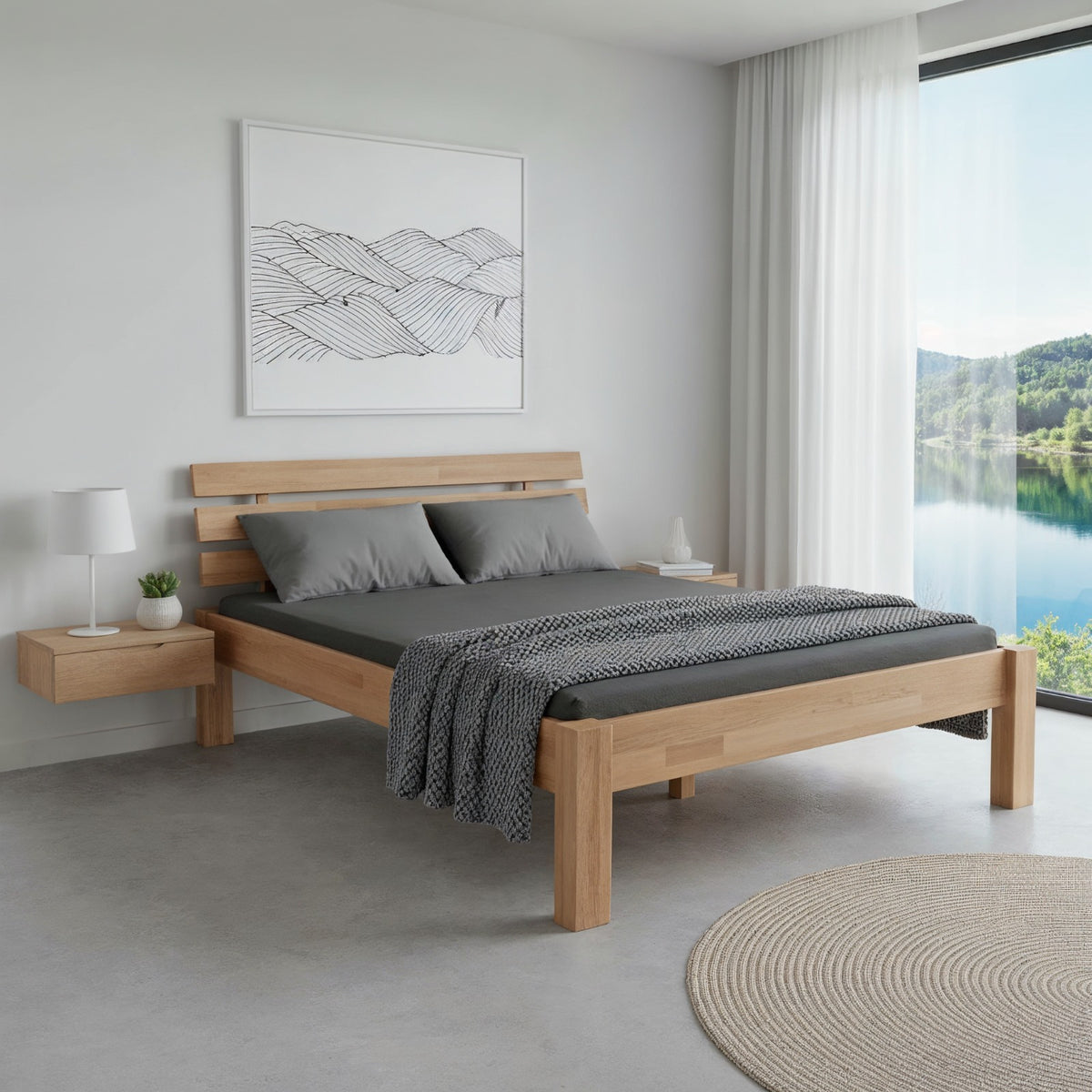Massivholz Bett Buche – Stabiles Holzbett mit Kopfteil & Komforthöhe